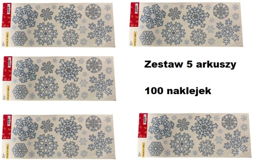 Zestaw 5 x Naklejki na okno Boże Narodzenie Śnieg