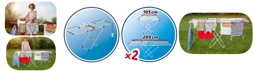 Vileda Doble СУШИЛКА Выдвижная Регулируемая САД Складная XXL 105-209 см