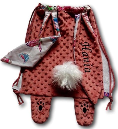 worko plecak królik Bunny na buty piżamką wycieczkę prezent urodziny imię