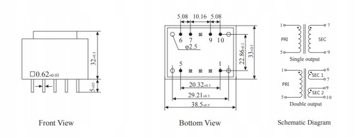 PE3515-II-3,5VA-1110V-15V Трансформатор печатной платы