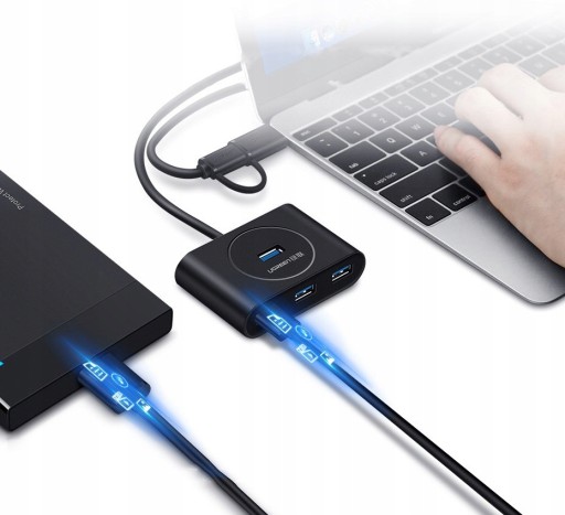 АДАПТЕР-концентратор UGREEN, РАЗДЕЛИТЕЛЬНАЯ СТАНЦИЯ USB 3.0 4X USB-A 5 ГБ/с PLUG&PLAY 0,5M