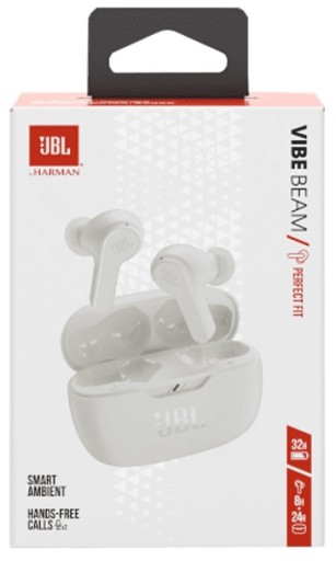 Беспроводные наушники-вкладыши JBL Vibe Beam БЕЛЫЕ Белые 32 часа Perfect Fit