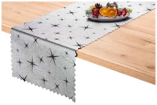 bieżnik DWUSTRONNY 30x140 ŚWIĄTECZNY SREBRNY czarny Meteor