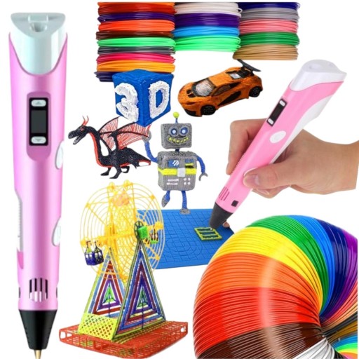 DŁUGOPIS 3D DRUKARKA 3D PEN RÓŻOWY + WKŁADY 110M + MATA ZESTAW XL