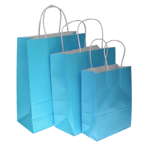 10szt Torba Na Prezenty Na Imprezę Z Uchwytami Urodziny Sky Blue Średnia 27 x 22 x 11 cm