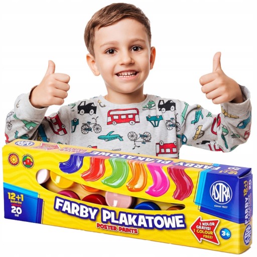 Astra Farby Plakatowe W Zestawie 20 ml 12 szt + 1