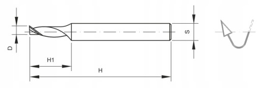 Спиральная фреза VHM Z=2 H1=8xH=38xd=3xD=2,5 /1