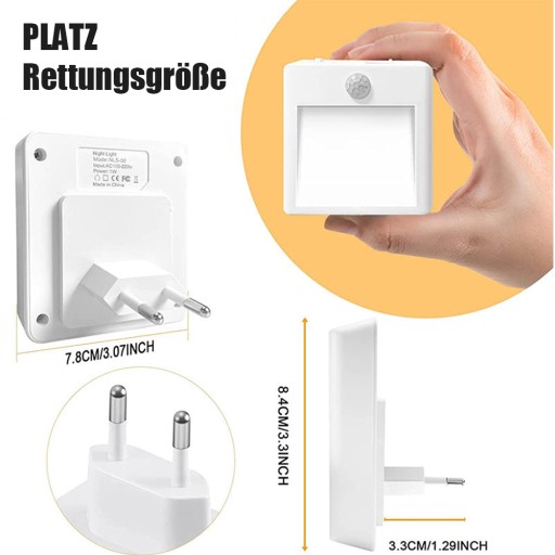 2x Lampka do gniazdka z czujnikiem ruchu Lampka do gniazdka kontaktu LED