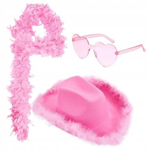 Розовая ковбойская шляпа Feather Hat Pink