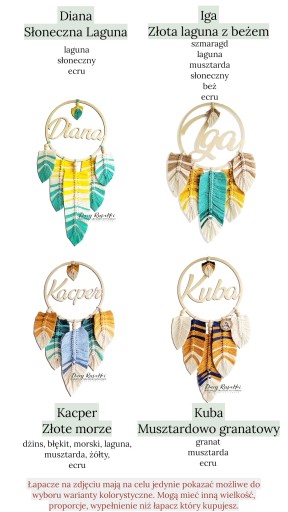 łapacz snów makrama pióra liście szary boho deco