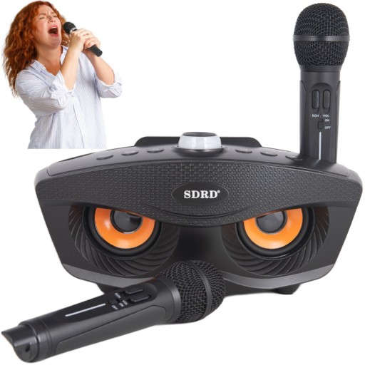 KARAOKE ZESTAW BEZPRZEWODOWY 2 MIKROFONY BLUETOOTH GŁOŚNIK PRZENOŚNY SUPER