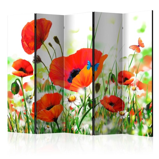 Parawan 5-częściowy - Country poppies II