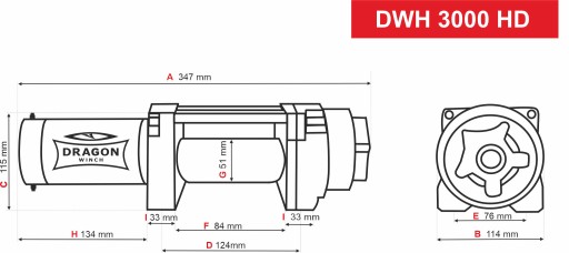 Dragon Winch Wyciągarka elektryczna 12V 3000 lbs / 1360 kg | DWH3000HD