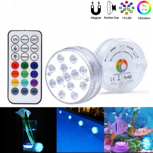 ВОДОНЕПРОНИЦАЕМАЯ RGB 13LED ЛАМПА ДЛЯ БАССЕЙНА, 4 ШТ.
