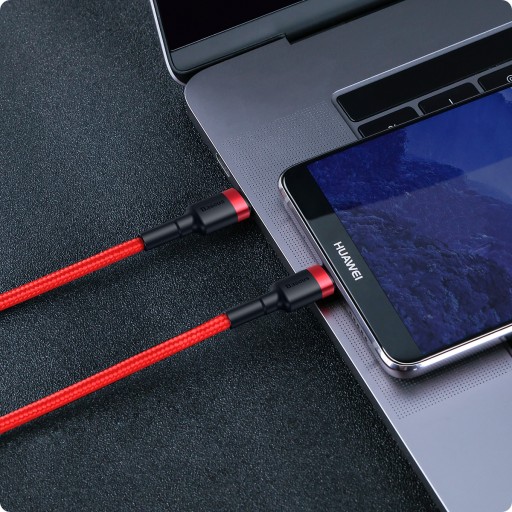 Кабель USB-C — USB-C PD Baseus Cafule PD 2.0 QC 3.0 60 Вт, 1 м (красный)