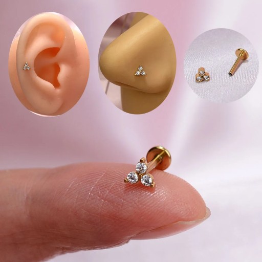 Пирсинг Labret de acero inoxidable para labio, Bola de circón de cristal,