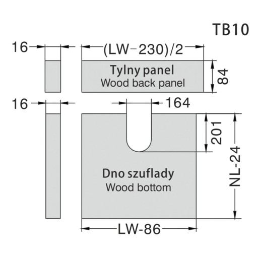 Крышка сифона для ящиков TB10 Systembox AMIX, MB GTV, Blum и других ящиков, серая