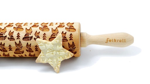 LIS JESIEŃ drewniany wałek do ciasta rolling pin wooden FOREST FOX big 43
