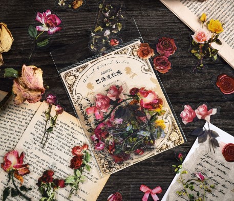 Zestaw 20 naklejek foliowych scrapbooking kwiatki