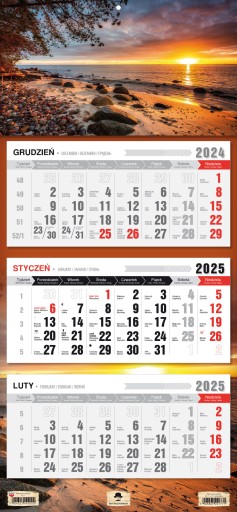 Kalendarz ścienny TRÓJDZIELNY 2025 GLAMOUR PINK RÓŻOWO ZŁOTY MARMUR HIT!!!