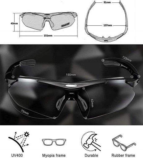 SunFields Bicycle Glasses - 5 UV -линзы