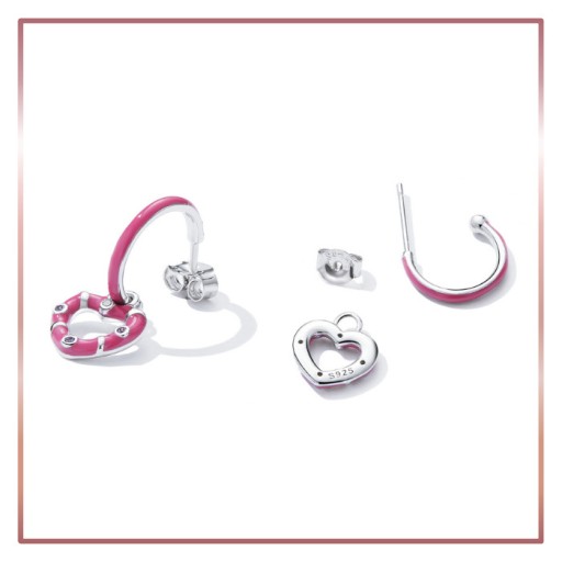 Серебряные серьги СИЯЮЩАЯ ЭМАЛЬ СЕРДЕЧКИ S925