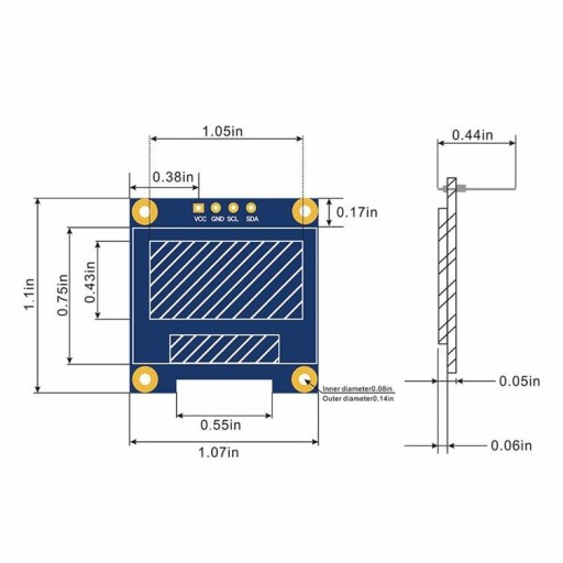 OLED-дисплей 0,96 I2C SSD1306 Белый