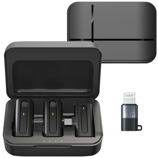 БЕСПРОВОДНЫЕ ПОДВЕСНЫЕ МИКРОФОНЫ 2x POWERBANK USB C ANDROID APPLE