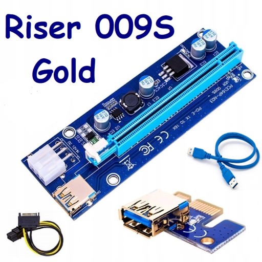 PCI-E USB-адаптер Riser Splitter + 4x Riser 009s