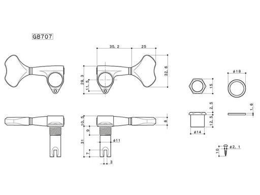Басовые тюнеры GOTOH GB707 (CR, 2+2)