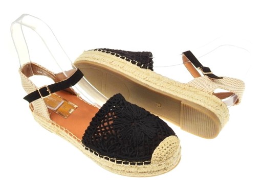 Flat Espadrilles Openwork Black R.37