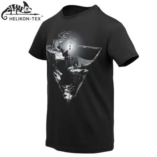 KOSZULKA MĘSKA BAWEŁNIANA T-SHIRT HELIKON NIGHT VALLEY NA CO DZIEŃ CZARNA