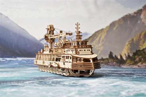 Деревянная модель лодки Ugears Research Ship PL