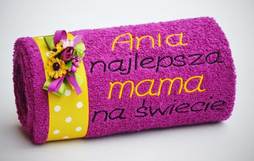 PREZENT dla MAMY Gruby Ręcznik z HAFTEM Imieniem