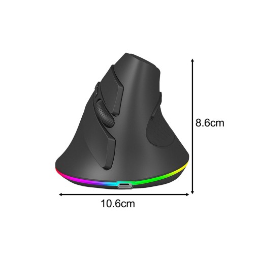 Беспроводная вертикальная мышь RGB с бесшумной подсветкой и USB-приемником Черный компьютер.