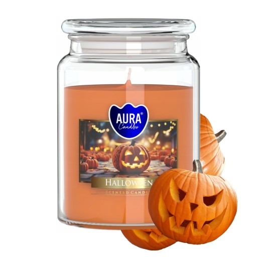 PARAFINOWA Świeca ŚWIECZKA ZAPACHOWA w SZKLE 100H 500G HALLOWEEN