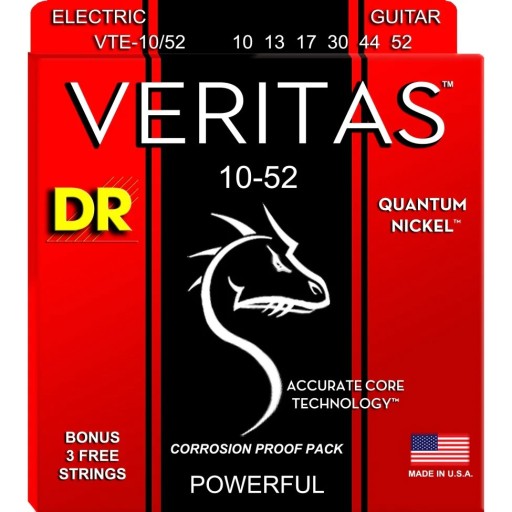 СТРУНЫ ДЛЯ ЭЛЕКТРИЧЕСКОЙ ГИТАРЫ DR VTE 10-52 VERITAS