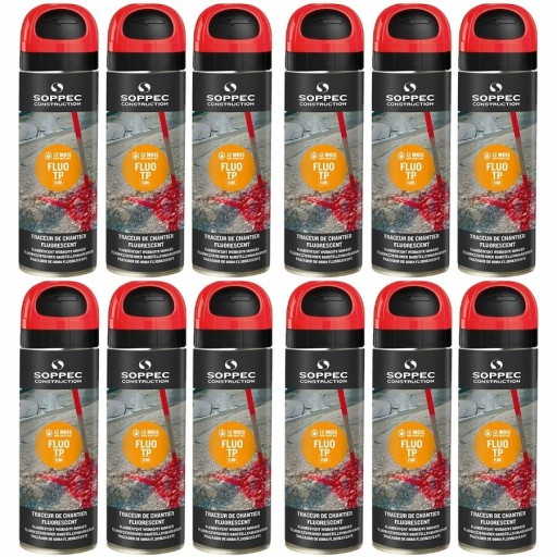 SOPPEC FLUO SPRAY ГЕОДЕЗИЦИОННАЯ КРАСКА КРАСНАЯ 12 шт.