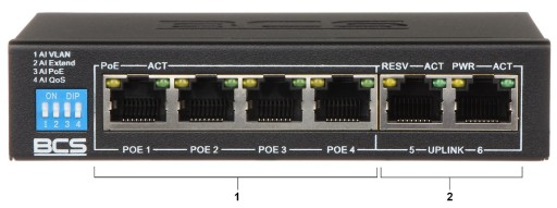 КОММУТАТОР POE BCS-B-SP0402 4-ПОРТОВЫЙ BCS BASIC