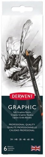 НАБОР КАРАНДАШЕЙ карандаши для эскизного рисунка DERWENT Graphic 8B-2H 6 шт.