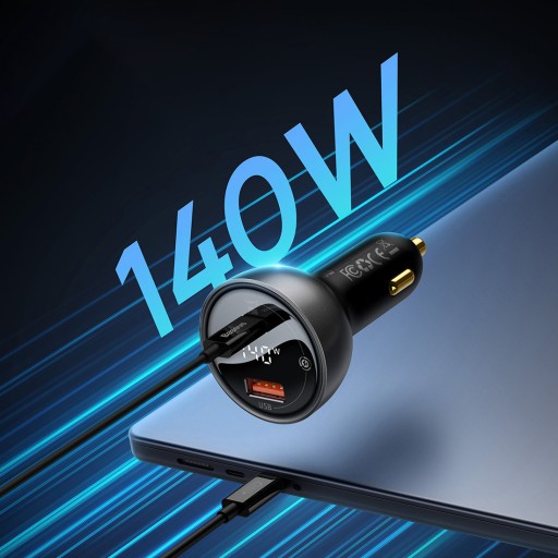 АВТОМОБИЛЬНОЕ ЗАРЯДНОЕ УСТРОЙСТВО BASEUS FAST USB/USB-C МОЩНОСТЬЮ 140 ВТ + КАБЕЛЬ