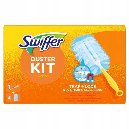 Набор для чистки пыли Swiffer, 1 ручка, 4 тряпки, комплект тряпки.