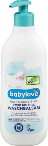 Babylove NOWY ULEPSZONY Ultra Sensitive Żel do Mycia Ciała i Włosów
