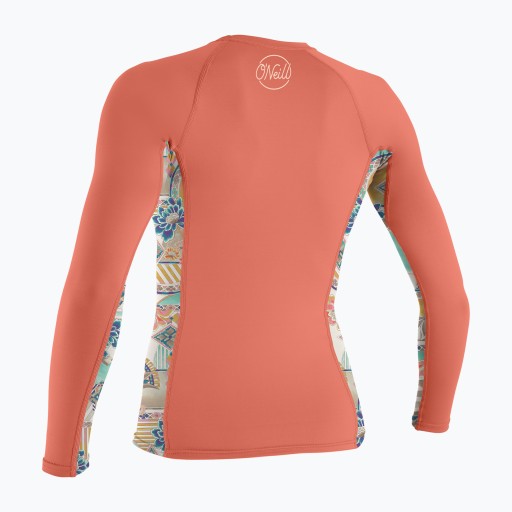 Женский купальник для плавания с лонгсливом O'Neill Side Print Rash Guard hx6 nectar L