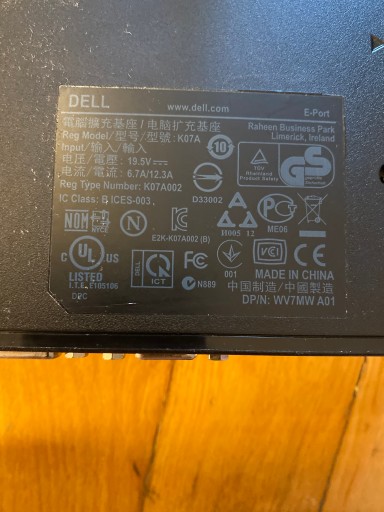 Станция Dell K07A PR03X USB3.0 + блок питания Dell 130 Вт с кабелем питания.