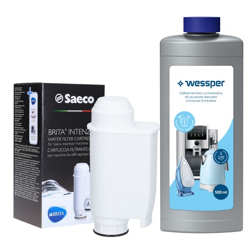 Жидкое средство для удаления накипи Wessper CleanMax + фильтр Saeco Brita Intenza