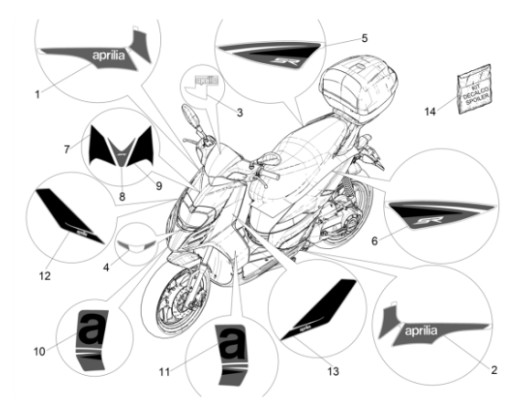 Наклейка-эмблема APRILIA SR MOTARD 50 125 18+ НОВИНКА