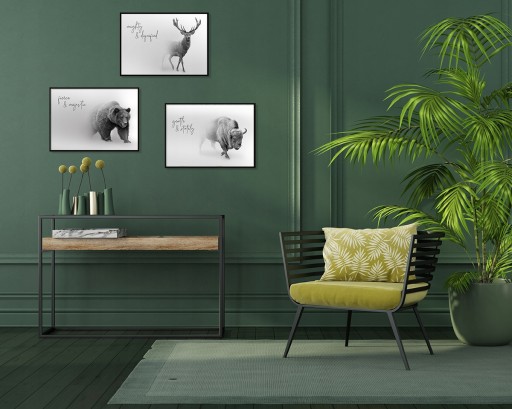 КАРТИНЫ В РАМКЕ 53x73см Животные Триптих P734