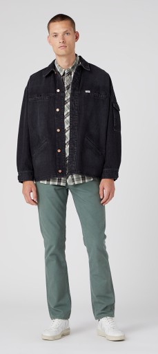 Wrangler GREENSBORO Thyme MATERIAŁOWE SPODNIE BEZ STRECZU W34 L34