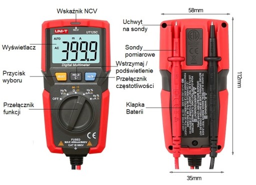 Карманный измеритель переменного/постоянного тока CURRENT VOLTAGE UT125C